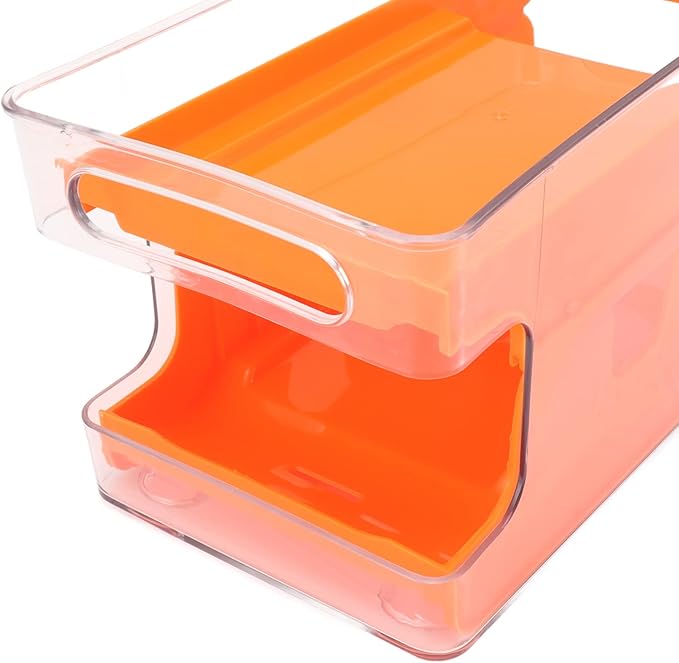 Soda Can Rack Auto Rolling Cold Box Organizer Drink Dispenser Bin Clear PET Holder Unit Kitchen Pantry Tidy Box Item 2 Tier Set Piece For Cooler Home Room Systems Tool