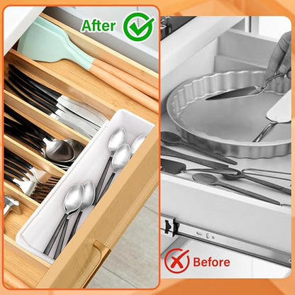 Expandable Straw Organizer Drawer Organizers for Cabinet, Multi-Functional Plastic Straw Storage Fits 60oz Straws, Reusable and Adjustable