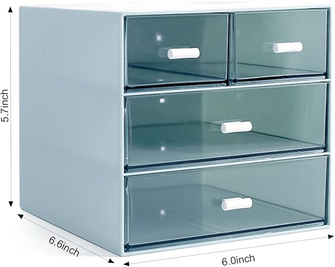Marknor Makeup Organizer, Desk Organizer with 4 Drawers, Sundries Storage，Vanity Cosmetic Storage Box, Bathroom Counter or Dresser, Blue (QBH-4CT-2)
