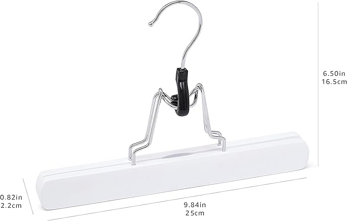 Amazon Basics Wooden Pants Hangers Closet Organizer, White, 10-Pack