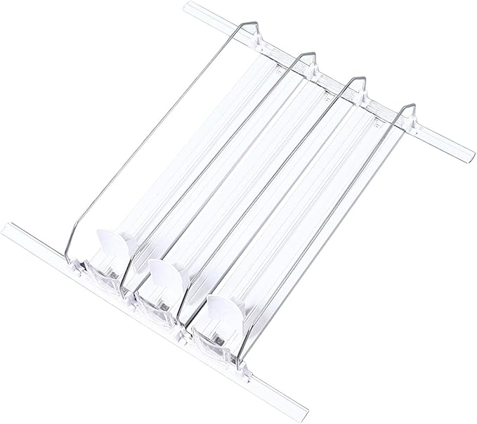 Adjustable Refrigerator Drink Organizer, Self Sliding Drink Can Dispenser, Solution for Garage Cooler (White)