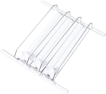 Adjustable Refrigerator Drink Organizer, Self Sliding Drink Can Dispenser, Solution for Garage Cooler (White)
