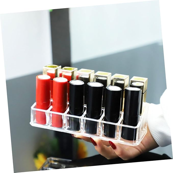 CALLARON 12-Slot Lipstick Organizer Box 3pcs Makeup Storage Case for Vanity Display Sturdy Lip Gloss Holder for Beauty Supplies