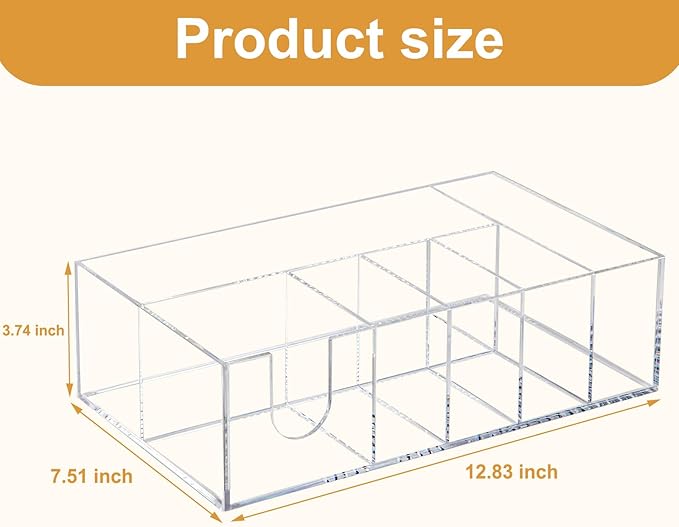 Acrylic Paper Plate Organizer for Countertop, Silverware Caddy for Cups, Napkins, Paper Plate and Utensil Holder, Cutlery Caddy for Party, Camping, Picnic