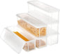 ZENFUN Set of 6 Pasta Storage Containers with Lid, Airtight Spaghetti Noodle Holder Rectangular Chopstick Storage Box Sealed Noodle Canisters for Refrigerator, Kitchen Pantry, 3" x 12" x 3", BPA-FREE