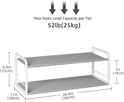 2 Pack Wall Mounted Shoe Rack, Carbon Steel Shoe Organizer with Removable Oxford Cloth, Non-Slip Space-Saving for Entryway Closet Bedroom, White