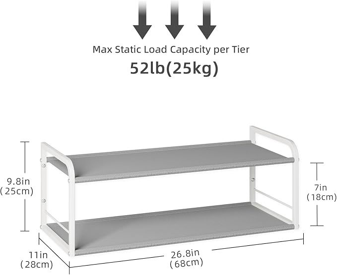 Wall Mounted Shoe Rack, Carbon Steel Shoe Organizer with Removable Oxford Cloth, Non-Slip Space-Saving for Entryway Closet Bedroom, White