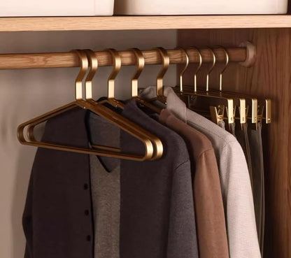 Premium Matte Golden Aluminum Coat Hangers 6 Piece Set, 17.7” Extra Smooth & Durable Metal Shirt Dress Hanger,Aluminum Alloy Hanger,Clothing Support,Clothing Hang