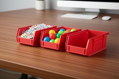 Hudson Exchange 7-1/2" x 4" x 3" Plastic Stackable Storage Bin and Hanging Container (Red, 1 Pack)