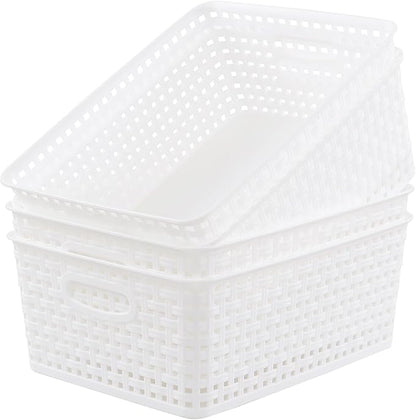 Plastic Storage Baskets for Shelf, 4 Packs