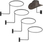 TiciKim Pack of 4 Metal Hat Holder Wall Mounted Cowboy Hat Rack Hat Hanger for Wall Display, Cowboy Hat Holder Organizer Multifunctional Organizer Display Rack for Cowboy Hat, Cap, Wigs (Black)