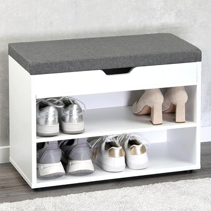 Kesper 15914 13 Shoe Cabinet with Seat Cushion, Made from FSC Certified Chipboard, Dimensions: W 60 x H 47 x D 30 cm
