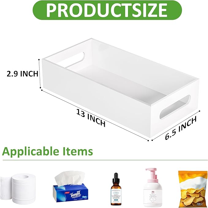 White Toilet Basket Tank Tray, Acrylic Bathroom Basket, Back of Toilet Organizer for Paper Storage, Anti-slip and Moisture-proof