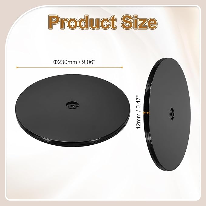 uxcell 1Pack Acrylic Lazy Susan Turntable, 9" Spinner Lazy Susan Turntable Organizer, Acrylic Ball Bearing Rotating Tray for Pantry Spice Rack Decorating, Black