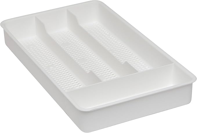 Dial Industries Small Cutlery, Utensil, Silverware Kitchen Drawer Organizer Tray, White
