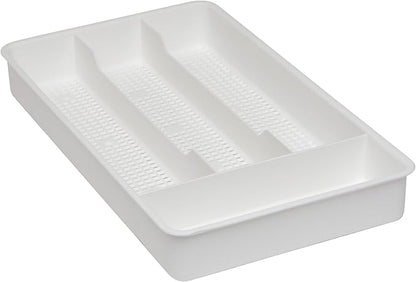Dial Industries Small Cutlery, Utensil, Silverware Kitchen Drawer Organizer Tray, White