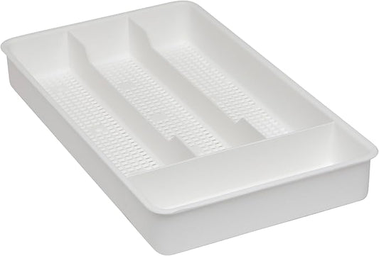 Dial Industries Small Cutlery, Utensil, Silverware Kitchen Drawer Organizer Tray, White