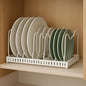 White Plate Stacker for Inside a Cabinet – Expandable 10-Slot Vertical Plate Organizer and Adjustable Dish Rack – Heavy-Duty Metal Cabinet Storage for Plates, Lids, and Cutting Boards