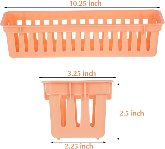 Domensi 12 Pack Slim Plastic Storage Baskets Tray for Organizing 10.25x3.25x2.5 Inch Small Narrow Storage Bins Stackable Drawer Pencil Trays Holder for Desk Garage Cabinet Container (Vivid Colors)