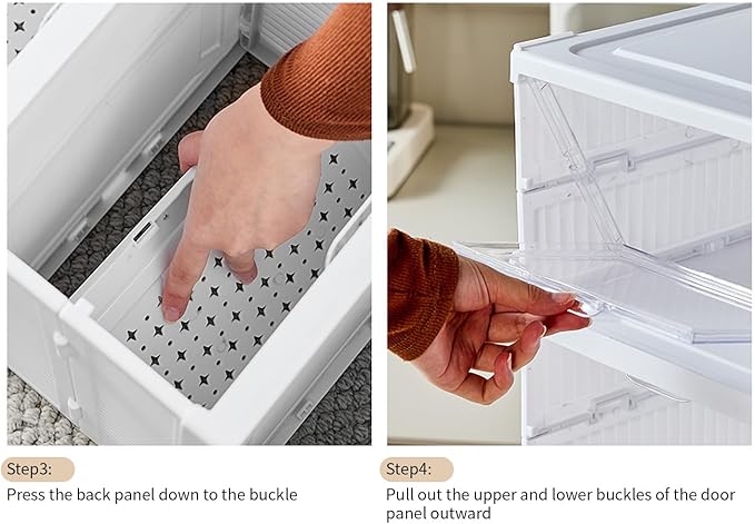 3-Tier Foldable Shoe Storage Box, Clear Door Plastic Organizer For Closet, No-Assembly Shoe Rack, Foldable Shoe Cabinet With Clear Door.2 Pack
