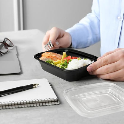 GUSTO 12 oz -1 Compartment Meal Prep Containers with Lids – [50 Count] Reusable, Microwaveable, Dishwasher & Freezer Safe, BPA-Free Food Storage Boxes for Portion Control (Formerly Comfy Package)