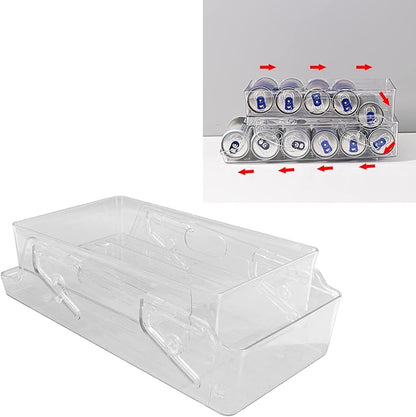 Automatic Rolling Beverage Soda Can Storage Organizer Double Layers Plastic Refrigerator Can Holder Dispenser Bin