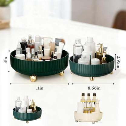 360°Rotating Organizer,Lazy Cosmetic Perfume Storage Organizer,Large-Capacity Round Display Box,Suitable for Bathroom Countertops,Dressers (Peacock Green)