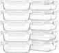 M MCIRCO 10-Pack 22 Oz Glass Meal Prep Containers with Lids - Microwave, Oven, Freezer & Dishwasher Safe - White