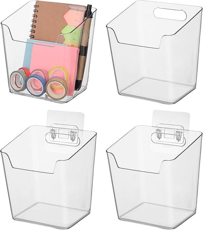 Lurrose 4pcs Cabinet Door Organizer: Wall Mounted Storage Bins - Plastic Shower - Pencil Holder for Shower Bathroom Kitchen Office