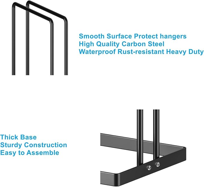 Hanger Organizer 2 Pcs, Coat Hanger Holder Stand Clothes Hangers Stacker for Laundry Room Organization, Clothes Hangars Closet Space Saver Caddy Rack for Bulk Plastic Velvet Wood Metal Hangers Storage