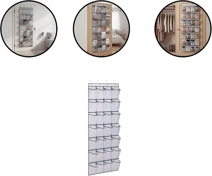 Over the Door Shoe Organizer for Bedroom Door with Multiple Pockets - Hanging Shoe Storage Bag Caddy