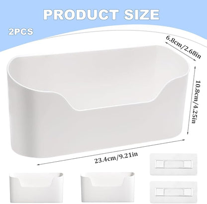 Plastic Wall Mount Organizer, Adhesive Cabinet Door Organizer, 2PCS Plastic Wall Mount, 9.2x4.3x2.7 Spacious Cabinet Door Storage, Bathroom for Kitchen