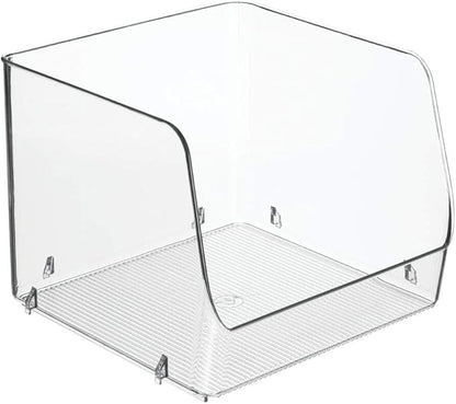 mDesign Modern Stackable Plastic Open Front Dip Storage Organizer Bin Basket for Kitchen Organization - Ligne Collection - 2 Pack - Clear