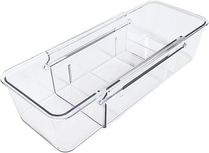 Expandable Straw Organizer Drawer Holder for Cabinet，Deep Drawer Organizer Kitchen Cabinet Organizer detachable compartments Fits for Stanley Long Straw(Transparent