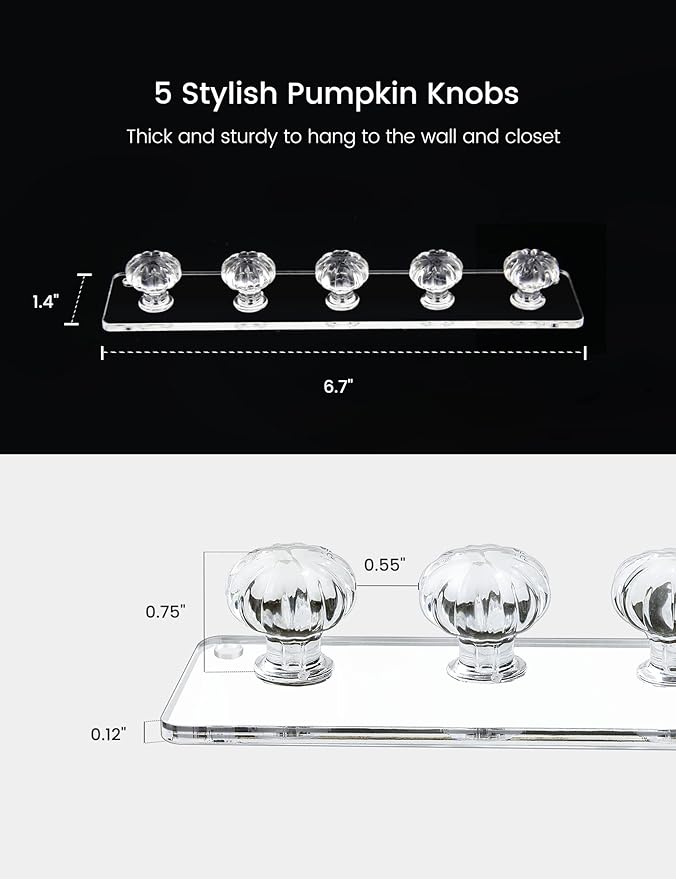 Zreal Necklace Hanger, Acrylic Necklace Holder Short with 5 Jewelry Hooks in Seashell Shape, Wall Mount Jewelry Hanger for Necklace, Bracelets, Chians (4-pack Clear)