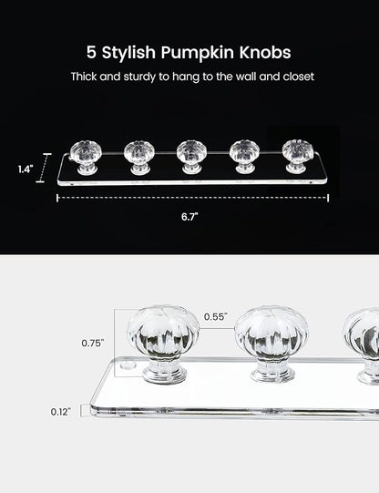 Zreal Necklace Hanger, Acrylic Necklace Holder Short with 5 Jewelry Hooks in Seashell Shape, Wall Mount Jewelry Hanger for Necklace, Bracelets, Chians (4-pack Clear)
