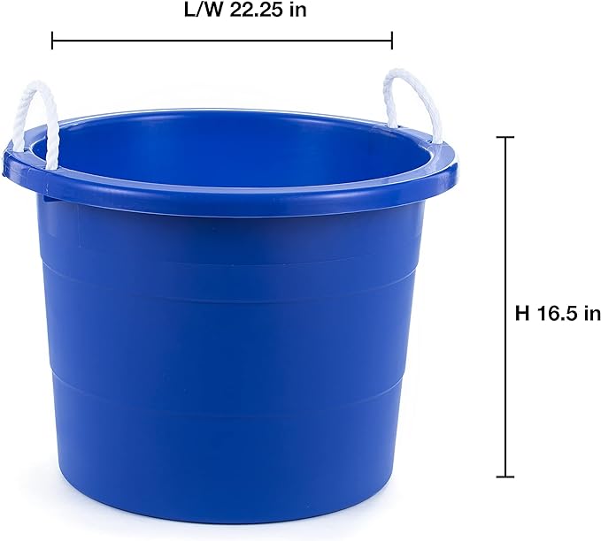 United Solutions Easy-Access Storage Rope Handle Tub, 19 Gallon, Blue, 2 Count (TU0335)