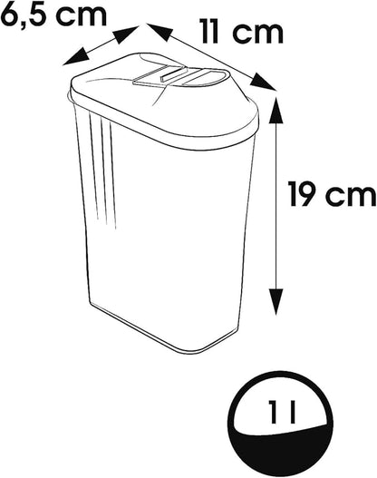 keeeper Paola Pouring Box, Infinitely Adjustable Lid, Plastic, 1 L, 11 x 6.5 x 19 cm, White