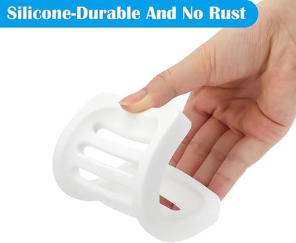 Topsky 2Pcs Soap Dish Holder, Non-Slip Bathroom Accessories Silicone Soap Case Saver, Sink Deck Bathtub Shower Dish Soap Drainer, Silicone Holder for Soap, Sponges, Scrubber (White-2pcs)