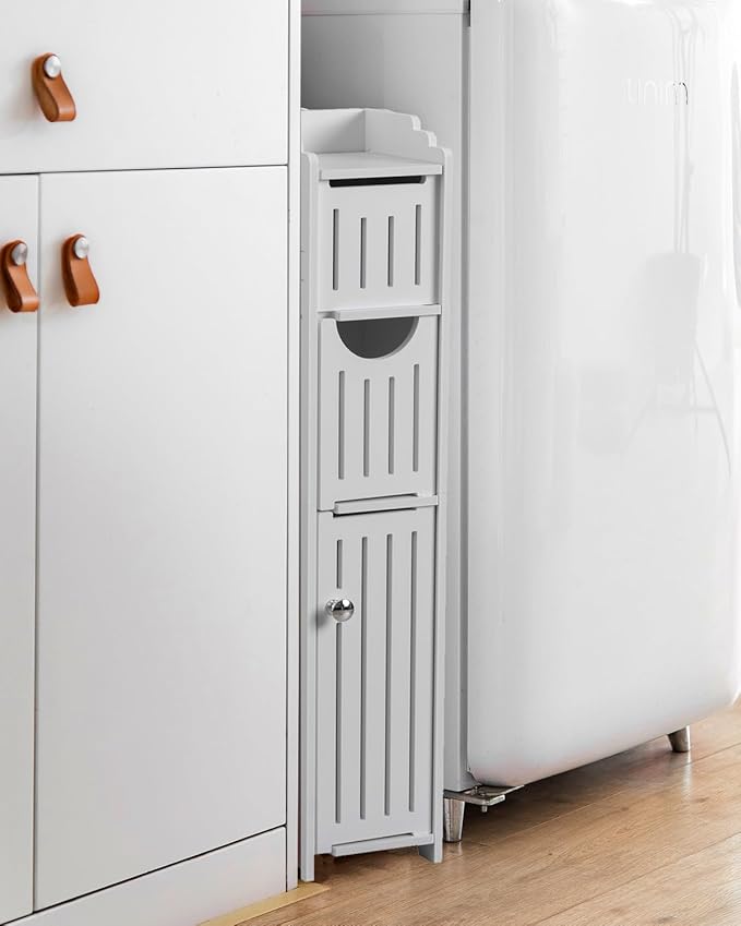 AOJEZOR Bathroom Storage Cabinet: Small Bathroom Storage Cabinet - Toilet Paper Holder Fit for Mega Roll,White