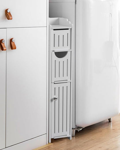 AOJEZOR Bathroom Storage Cabinet: Small Bathroom Storage Cabinet - Toilet Paper Holder Fit for Mega Roll,White