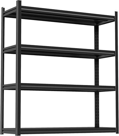 62" H Garage Shelving 2400LBS Capacity Heavy Duty Storage Shelves, Adjustable 4 Tier Metal Industrial Shelf for Kitchen, Utility Room, Warehouse and Basement,18" Dx40 Wx62 H, Black