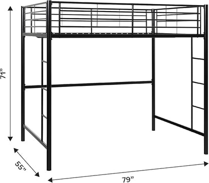Walker Edison Orion Urban Industrial Metal Double Over Loft Bunk Bed, Full Double, Black