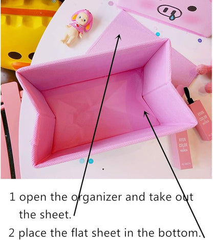 Kerr's Choice Cute Desk Box for Girls - Kawaii Storage Box, Foldable Baskets | Office Desk Room Decoration