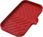 MicoYang Silicone Bathroom Soap Dishes with Drain Spout-Bathroom and Kitchen Sink Organizer,Sponge Holder,Dish Soap Tray,Perfect for Dispenser,Scrubber,Bottle,Cup on Sink or Counter-Red 9.6"×5.3"