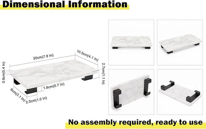 Bathroom Vanity Tray and White Marble Kitchen Soap Tray, Luxurious Small Accessory for Table/Countertop (Black-Rectangle, 8" x 4" x 1")
