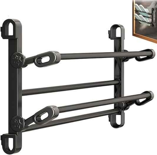 Wall Shoe Rack, 2-Tier Wall Mounted Shoe Rack 12 Inch, Foldable Galvanized Steel with Adhesive Hanger for Slippers, Sneakers, Hallway, Bathroom Storage Organizer, Holder for