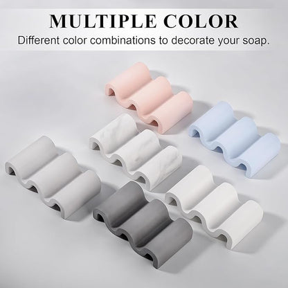 Diatomite Soap Dish Quick Drying Bar Soap Holder Draining Soap Saver Rack Wave Pattern Sponge Tray for Bathroom Sink, Shower, Kitchen, Blue