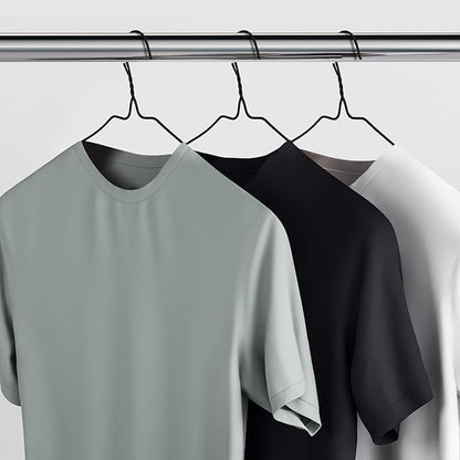50 Pack Drip Dry Wire Hanger Bulk 16 Inch Galvanized Steel Clothes Coat Hangers with Plastic Coating Dry Cleaner Suit Holders for Home Caped Clothing (Black)