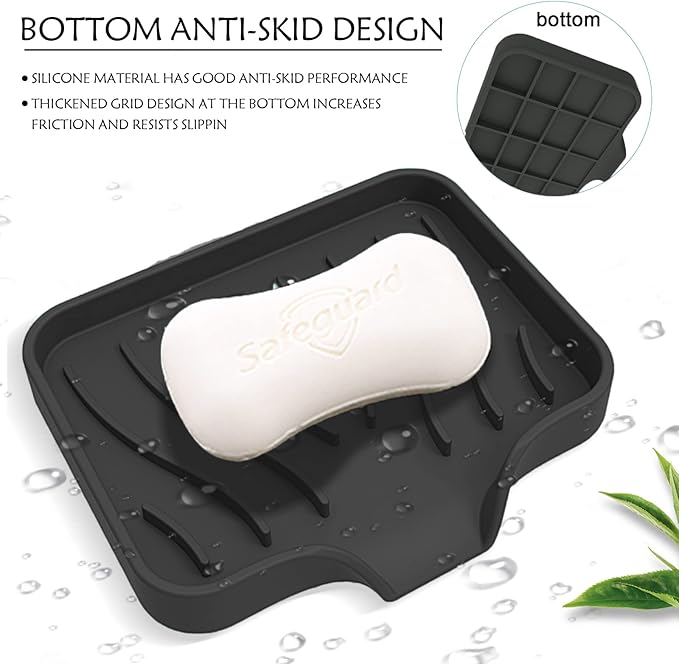 3 Pack Soap Dish Kitchen Soap Tray, Non-Slip Self Draining Soap Holder (Keep The Bar Soap Dry),Bar Soap Holder Soap Tray for Kitchen Bathroom